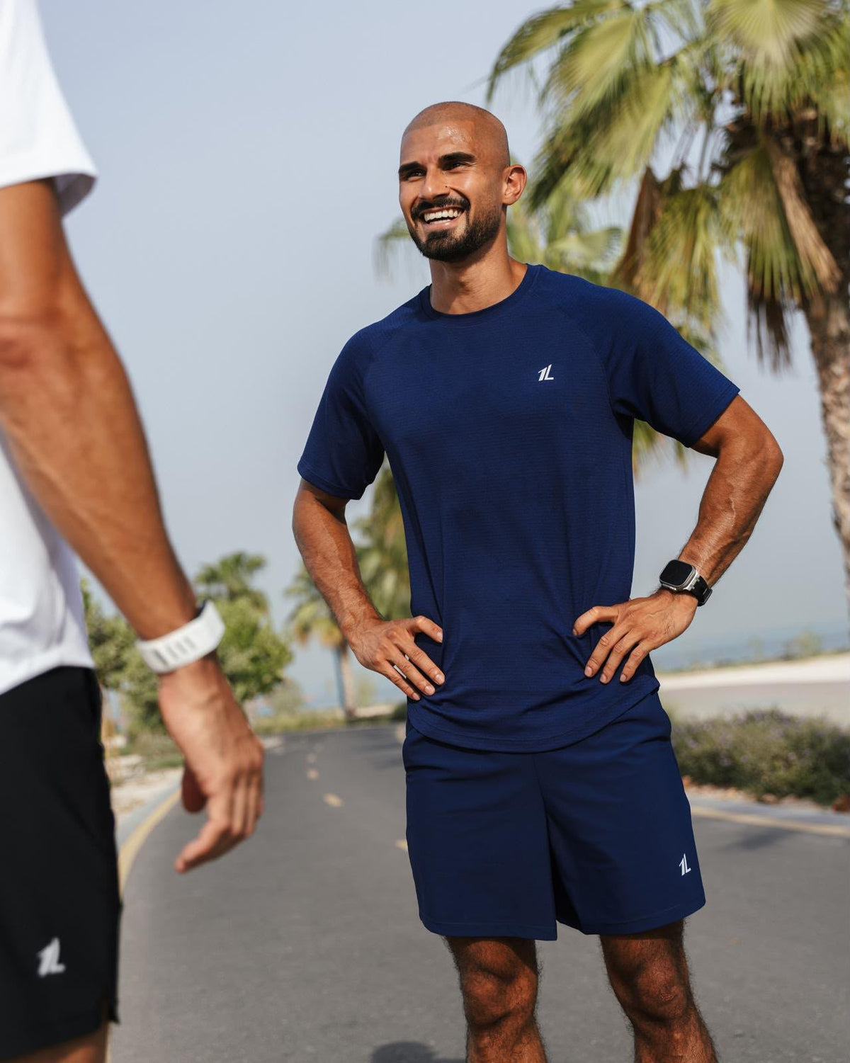 The 1LYFE set: 1lyfe Performance Tee - Core Navy and 1lyfe Performance Shorts - Core Navy